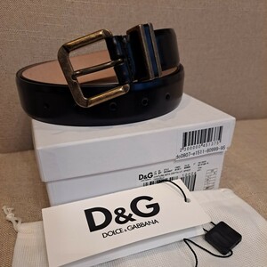 D&G DOLCE&GABBANA　未使用　メンズベルト　95サイズ　レザー　本革　ブラック　黒