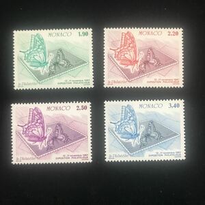 モナコ《蝶と蝶切手》SCOTT#1586-89/4種完/1987年/未/NH