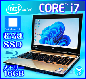 NEC Windows 11 Core i7 新品SSD 512GB 大容量メモリー 16GB ゴールド Microsoft Office2021 Webカメラ Blu-ray ノートパソコン LL750