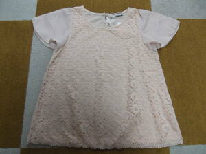 * new goods unused * Olive des Olive / front lace sleeve chiffon short sleeves PO/awa pink 