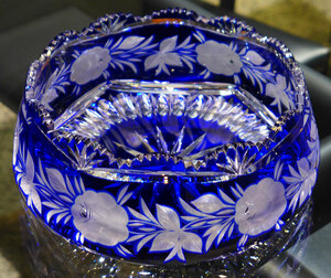 B общий не пропускающее стекло синий .. цветок документ sama миска глубокий горшок большая тарелка осмотр / лед стакан cut стакан стекло Edo порез . Satsuma порез .