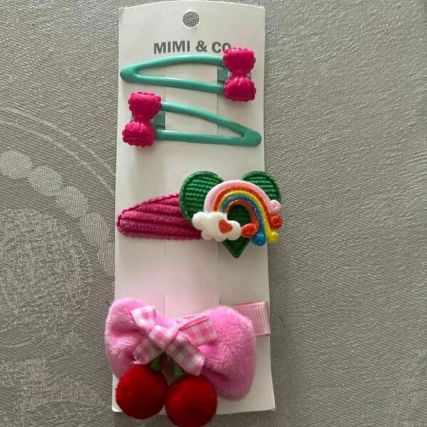 未使用品 MIMI & CO ヘアピンセット 髪飾り ピンク リボン 子供用 ヘアアクセサリー