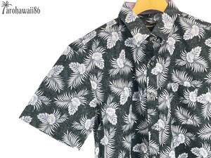 arohawaii86◆AH-5242 M【botanical/ブラック系】半袖シャツ/夏/ヴィンテージ/アロハシャツ/柄シャツ