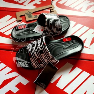  новый товар стандартный товар NIKE Nike JDI Victory сандалии скользящий чёрный черный белый красный JUST DO IT легкий 27cm US9 с коробкой 