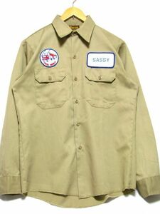 ＠デッド アメリカ製 ディーシー DEE CEE パッチ付き長袖ワークシャツwr323 M アメリカ古着 70年代