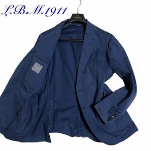 【圧巻のブルー】エルビーエム　ルビアム　L.B.M.1911 テーラードジャケット アンコン ストレッチ　春夏 コットン　2B L〜XLサイズ