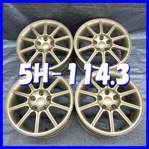 □送料無料A2■ スバル GDB インプレッサ STI 純正 ■ 17×8J+53 ■ 5H PCD114.3 ■ φ56 ◇ ４本 ◇ ENKEI製 ゴールド系/1ピース/スポーク