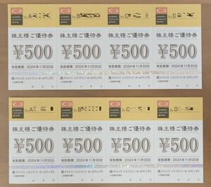 クリエイト・レストランツ 株主優待券　500円×8枚 4000円分　11月30日期限　送料無料　匿名配送