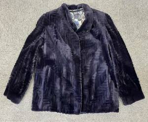 【ST19346YB】SAGA MINK サガミンク コート 高級 毛皮 ネイビー系 着丈約67cm レディース 婦人用 アウター ファッション 中古 長期保管品