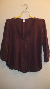 ★OLD NAVY★オールドネイビーレディース長袖ブラウストップスサイズXS 身幅約47Cm着丈約58Cm LONG SLEEVE TOPS SHIRTS LADIES WINE ワイン