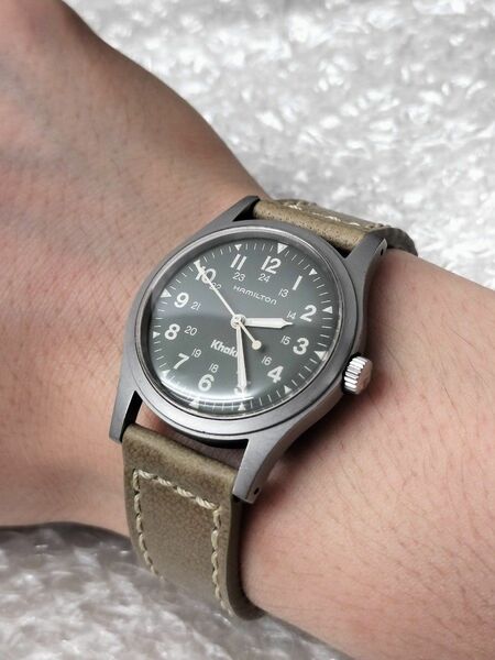【可動品】ハミルトン腕時計　ハミルトンカーキ　9415A　グリーン文字盤　手巻き腕時計
