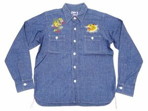 SUGAR CANE ｘ BEAMS BOY 雷門 CHAMBRAY SHIRT / シュガーケーン ビームス別注 スカジャン刺 シャンブレーシャツ レディース ボーイズ