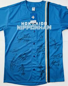  Hokkaido Nippon-Ham Fighters with autograph collection of autographs replica uniform visitor . wistaria large sea player Yamazaki luck . player Matsumoto Gou player ten thousand wave middle regular player other 