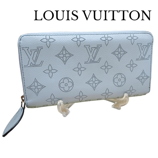 ルイヴィトン LOUIS VUITTON ラウンドファスナー長財布 ジッピーウォレット モノグラムマヒナ ブルーホライゾン パンプキン M67410