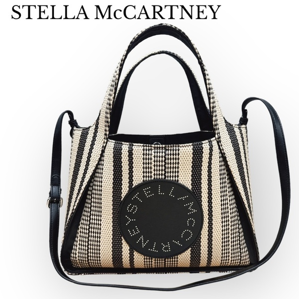 ステラマッカートニー STELLA McCARTNEY トートバッグ ショルダーバッグ 2WAY カゴ ストライプ ロゴサークル ステラロゴ