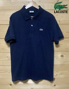 ★24時間以内発送★90ｓMade in France★入手困難品★美中古・ LACOSTE（ラコステ）★ポロシャツ（鹿の子）NAVY サイズ4　JP:L　US:M