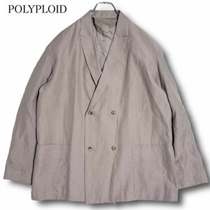 Lサイズ★ POLYPLOID ポリプロイド ダブルブレスト ジャケット リネン 麻 テーラードジャケット 背抜き ベージュ