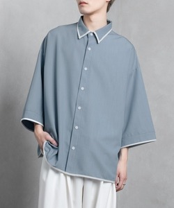 「Adoon plain」 7分袖シャツ MEDIUM ブルー メンズ