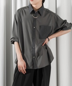 「Adoon plain」 長袖シャツ MEDIUM アッシュグレー メンズ