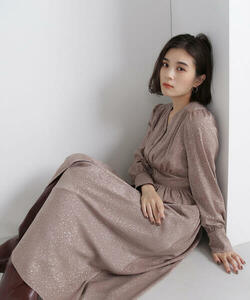 「NATURAL BEAUTY BASIC」 長袖ワンピース MEDIUM ベージュ レディース