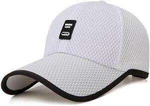 キャップ メンズ メッシュ通気構造 軽量 速乾性熱中症対策 速乾性 帽子 通気性抜群 UVカット メッシュキャップ 野球帽 -ホワイト