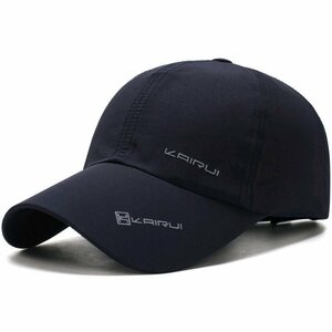 キャップ メンズ スポーツ帽子 ランニングキャップ 速乾 軽薄 野球帽 UPF50+ UVカット 日よけ 紫外線対策 調節可能 -黒