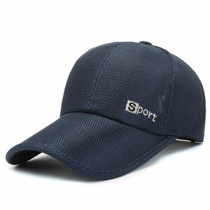 キャップ メンズ 帽子 メッシュ通気構造 UVカット帽子 通気性抜群 日焼け防止 紫外線対策 野球帽スポーツ帽子 UPF50+ 夏-A-ネイビー