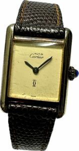 1 jpy ~ Y rare Cartier Cartier Must Tank ivory lady's hand winding original leather belt antique Junk clock 52322210