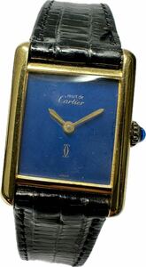 1 jpy ~ Y rare lapis dial blue Cartier Cartier Must Tank lady's hand winding antique Vintage clock 523022908