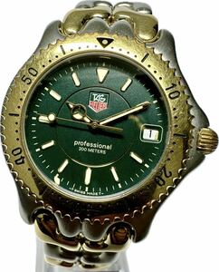 1 jpy ~ Y rare international written guarantee attaching . TAG Heuer cell WG1126 green dial Large size men's quartz Date accessory equipped clock 52324768