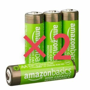 【新品】2点 Amazonベーシック 充電池 充電式ニッケル水素電池 単3形4個セット 最小容量2400mAh 約500回使用可能