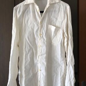 美品 EMPORIO ARMANI エンポリオ アルマーニ 超脱力スタイル リネンコットンシャツ 極細アームホール