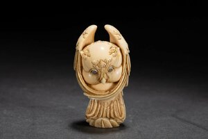 [. old .]. famous auction buying go in Edo ~ Meiji era thing Special kind white material ... netsuke .. thing gorgeous core charge use antique goods old fine art 0508-40S35