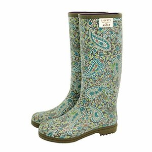 エーグル AIGLE リバティ コラボ CHANTELIBOOT レインブーツ 39 ラバー雨雪スノー長靴 カーキ柄 24 24.5 25cm 85921