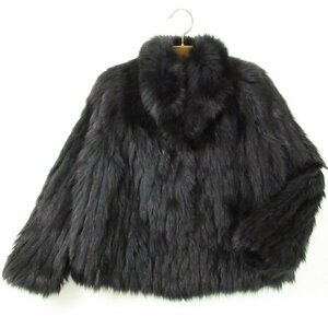 売切り!!★r6fu060907★Fur Griser 染め 黒系 フォックス コート 着丈60cm M程度