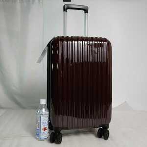 ②　ブラウン　Sサイズ　スーツケース　機内持ち込み　8輪　ダイヤル式TSAロック　カーボン柄　鏡面仕上げ　