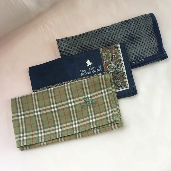 バーバリー（BURBERRY）ポロ（POLO）レノマ（renoma）ハンカチ 3枚セット