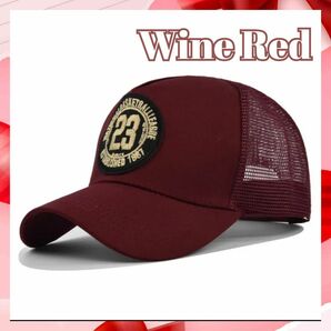 帽子 キャップ ベースボール 野球帽 ワインレッド 刺繍 ワッペン レトロ ヴィンテージ 調節可能