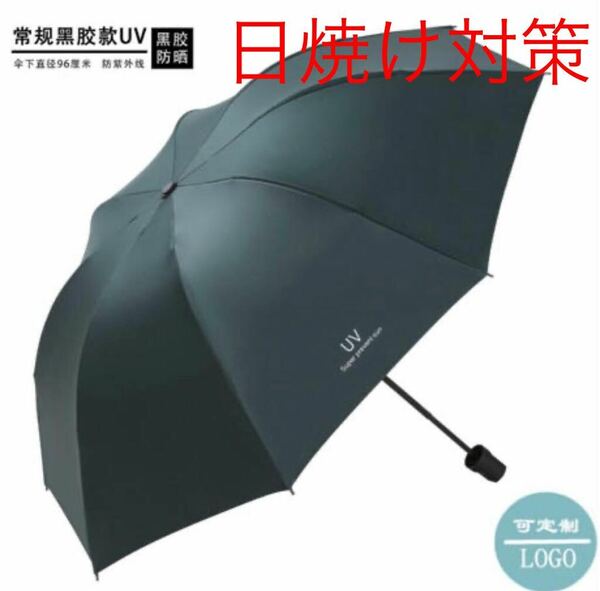 折り畳み傘 UV日傘 ダークグリーン晴雨兼用 UVカット 紫外線 