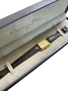 22351 Christian Dior christian dior кожа ремень наручные часы женский QZ кварц античный Vintage с футляром Junk 