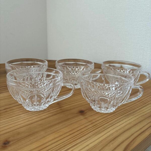 昭和レトロ ガラス製ティーカップ　カガミクリスタル デザート 小鉢 食器