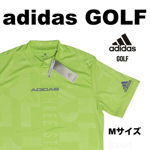 ■【M】アディダス GOLF エンボスプリント モックネック 半袖シャツ■