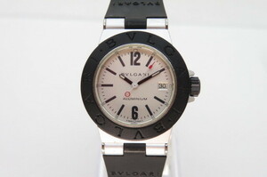 1 jpy ~[ operation goods ]BVLGARI BVLGARY aluminium AL29TA lady's quarts wristwatch Black Raver belt 5-10-1