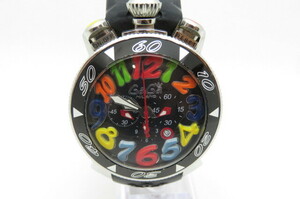 1 jpy ~[ operation goods ]GaGa MILANO GaGa Milano mana-re48 MM48 chronograph wristwatch black face multicolor index 5-11-11