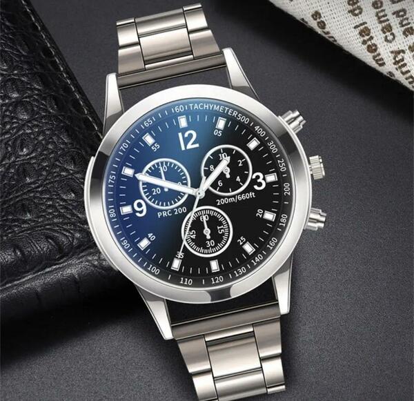 ファッションメンズステンレス鋼クォーツ腕時計 男性用ビジネスカジュアル腕時計
