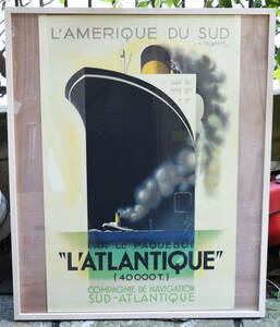 507 大判！アール・デコ &#34;L'ATLANTIQUE&#34; ポスター 額装 タトー箱入 美品