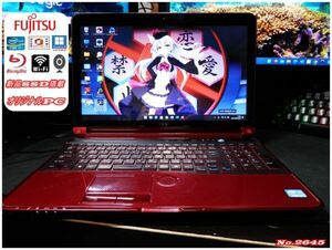 最新Window11搭載/人気FUJITSU AH77/爆速Core-i7搭載/Webカメラ/高速新品SSD搭載/レッド色/ブルーレイ/オフィス/ソフト多数