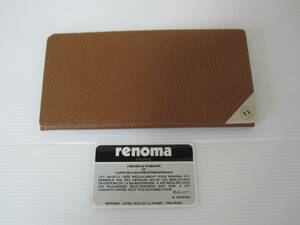 ＊renoma＊極美品 レノマ メンズ長財布 二つ折り長財布 札入れ ブラウン レザー シルバーロゴ 