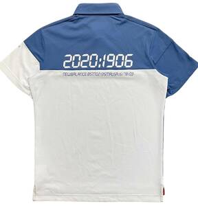 ニューバランス ゴルフ New BalanceGolf 吸汗速乾 ストレッチ 変形カノコ 半袖ポロシャツ 5(L) ブルー系 ホワイト