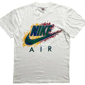 ナイキ NIKE 90s 銀タグ 日本製 フリーペイント風 NIKE AIR Tシャツ メンズ L ホワイト